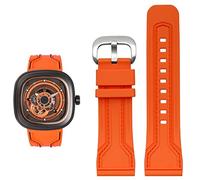 JDIME Correa de reloj de goma para hombre, resistente al agua, a prueba de sudor, cadena de reloj diésel de 28mm, accesorios de reloj negro y naranja