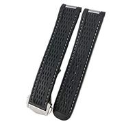 JDIME Correa de reloj de silicona de goma de 20mm para obtener un ajuste para Omega Seamaster 300 AT150 Pulseras de banda de hebilla de acero Aqua Terra Ultra Light 8900(White 2 Pointed)