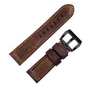 JDIME Correa de reloj hecha a mano, accesorios Retro Vintage, cuero de Caballo Loco genuino, correa de reloj de 24mm para correa, hebilla Tang(Light Pink White,22mm)