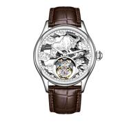JDLERMY Flying Tourbillon - Reloj de pulsera mecánico para hombre, esfera de diamante, esfera de diamante, zafiro, reloj hueco de doble cara, reloj hueco del zodiaco chino, patrón de ganado que