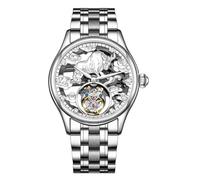 JDLERMY Flying Tourbillon - Reloj de pulsera mecánico para hombre, esfera de diamante, esfera de diamante, zafiro, reloj hueco de doble cara, reloj hueco del zodiaco chino, patrón de ganado que