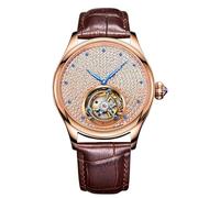 JDLERMY Reloj de pulsera mecánico con movimiento Tourbillon real, vintage, para hombre, esqueleto de diamante, esfera estrellada, brillante, impermeable, zafiro, acero inoxidable, reloj hueco de doble