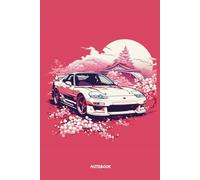 JDM Cherry Blossom Japanese Sports Car Notebook: 120 Pages 6 x 9 Inches Dot Grid Paper