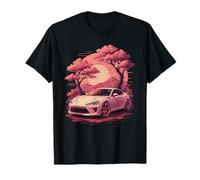 JDM Coche Deportivo Atardecer Cerezo Flor Arte Estético Camiseta