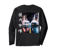 JDM Drift Racing Cars Tokyo Street Night Scene Art (en la Parte Trasera) Manga Larga