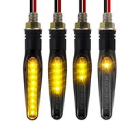 JDM Group 4PCS - Intermitentes Moto Homologados - E Mark E32 - Luces Led Para Motocicleta - Ajuste Universal - 12 LEDS Secuencial 12V - Certificación IP68 - Flexible y de Alta Resistencia.