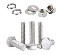 JDMA Juego de 30 tornillos hexagonales de acero inoxidable M5 x 60 con tuercas y arandelas, tornillos hexagonales para máquina, DIN 933, tornillo hexagonal con rosca pura