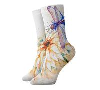 JDNFDR Doodle Rock Music - Calcetines de compresión de moda, calcetines de compresión acolchados de poliéster de alto rendimiento, para correr, atletismo, Flor de lirio y insecto volador, Altoa única