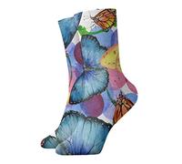 JDNFDR Doodle Rock Music - Calcetines de compresión de moda, calcetines de compresión acolchados de poliéster de alto rendimiento, para correr, atletismo, Mariposas de acuarela salvaje, Altoa única