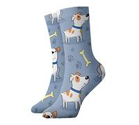 JDNFDR Doodle Rock Music - Calcetines de compresión de moda, calcetines de compresión acolchados de poliéster de alto rendimiento, para correr, atletismo, Perro y hueso, Altoa única