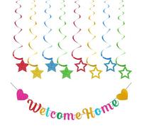 JDNFKG 1 Banner De Letras De Color, Cole De 8 Estras -Ornantae, Banderas De Tirón De Decoración De Fiestas, Accesorios Creativos, Brillantes, Bienvenidos Suministros para Fiestas En Casa.