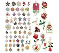 JDNFKG 70 Coles De Flores De Colores, Adornos con Temas De Flores, Accesorios Hechos A Mano, Adecuados para Pulseras, Collares, Aretes Y Otras Joyas De Bricolaje.