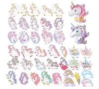 JDNFKG 80 Piezas De Decoración De Pasteles De Animales De Dibujos Animados Y 2 Piezas De Globos De Película De Aluminio, Accesorios De Mesa De Postres, Suministros para Fiestas.