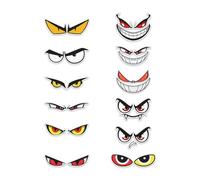 JDNFKG Pegatizas para Ojos De Dibujos Animados De 12 Partes, Pegatinas De Motocicletas, Pegatinas Decorativas Reflectantes, Calcomanías Creativas Impermeables.