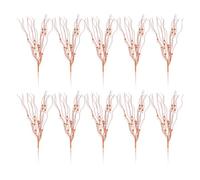 JDNH 10 ramas de imitación de hoja perenne brillantes para Navidad, ramas artísticas para coronas de Navidad y ventanas, rama dorada brillante