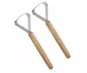 JDNH 2 herramientas de corte de cuero para manualidades con mango de madera, mango de madera, herramienta raspadora de cuero para manualidades