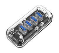JDNH Adaptador USB de 4 puertos de 5 Gbps, divisor USB 3.0, doble fuente de alimentación, control VL817 eficiente para laptop, mejora la conexión
