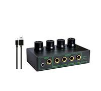 JDNH Amplificador de distribución de auriculares portátil de 4 canales, amplificador divisor LED estéreo