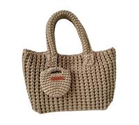 JDNH Bolso de mano de ganchillo de diseño único, ligero y elegante, bolso de mano suave para uso diario por amantes de las manualidades, accesorio elegante para mujeres, Khaki, One Size