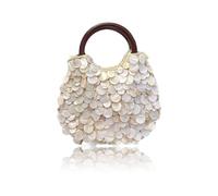 JDNH Bolsos de mano con cuentas de concha para mujeres y niñas, bolso de mano de playa, bolso de mano con asa superior, bolsos de noche para mujer, Carcasa de doble cara, Small