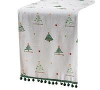 JDNH Camino de mesa de algodón con temática navideña, lavable a máquina, decoración de fiesta de Navidad, varios tamaños, poliéster, fácil limpieza, superposiciones de mesa de Navidad