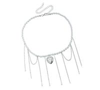 JDNH Colgante de amor adornado a la moda, collar ajustable con perlas de imitación para fiestas, regalos, ideas vintage
