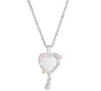 JDNH Collar con colgante de espejo antiguo para mujer, cadena larga para mujer, regalo de joyería, cadena de clavícula con espejo de corazón, gargantilla para el día de San Valentín, talla única, como