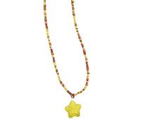JDNH Collar con colgante de estrella de cinco puntas, gargantilla de cuentas coloridas Y2K, collar corto con cuentas para mujeres y niñas, talla única, como se describe, como se describe