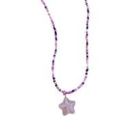 JDNH Collar con colgante de estrella de cinco puntas, gargantilla de cuentas coloridas Y2K, collar corto con cuentas para mujeres y niñas, talla única, como se describe, como se describe
