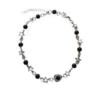 JDNH Collar de estrella con perlas de imitación, cadena ajustable para el cuello, cadena de clavícula para niñas dulces, piezas de joyería de moda, gargantilla, talla única, como se describe, como se
