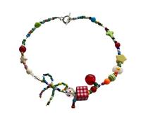 JDNH Elegante collar de cadena de clavícula con cuentas de acrílico de moda para fiestas y celebraciones, gargantilla colorida