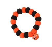 JDNH Gargantilla de calabaza para decoración de cuello de mascotas, campanas de calabaza, pompones, collar de perro de Halloween, joyería para el cuello, disfraces de Halloween para perros