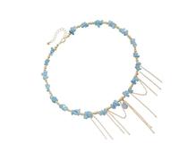 JDNH Gargantilla moderna de cristal con cuentas de piedras preciosas en contraste, colgante de corazón, cadena de clavícula para uso diario, collar de cuentas de corazón para mujer