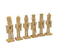 JDNH Juego de 6 cascanueces de madera en miniatura sin terminar para pintura artística, decoración de estantes de Navidad y exhibición de mesa, juego de cascanueces sin pintar