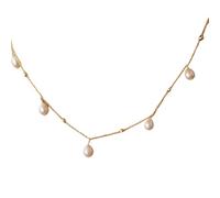 JDNH Juego de gargantilla de doble capa con perlas de imitación, cadena de clavícula, joyería para uso diario, regalo resistente a las alergias, talla única, como se describe, como se describe