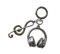 JDNH Llavero único con forma de auriculares con forma de nota musical, acrílico, portátil, decoración para llaves, mochilas, entusiastas y llavero temático