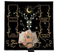 JDNH Mantel de adivinaciones con tarjeta de lectura, tarots de astrología, mantel de altares, accesorio de juego de mesa, mantel de mesa, decoración de pared