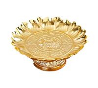 JDNH Plato ceremonial con patas con lotos, bandeja para templos, altares, decoración de aleación, fruta, decoración
