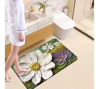 Jdozfo Alfombra Baño Secado Rapido 70x120cm Alfombrilla Baño Diatomita Super Absorbente, Alfombra Ducha Antideslizante, Alfombras Lavable Bathroom Mat para Bañera Cocina Flower 6-736