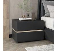 JDPYURV Mesita De Noche De Madera Maciza con Iluminación Inteligente Estilo Crema con Dos Cajones, Mesita De Noche Moderna Tapizada,para Dormitorio(A,40 * 40 * 48cm/15.7 * 15.7 * 18.9in)