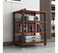 JDPYURV Mueble Equipo HiFi,Mueble Media Vintage de Madera, Estantería de Audio con Compartimentos Abiertos, Almacenamiento para Discos de Vinilo(Red,Solid Wood)