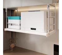 JDPYURV Soporte para Impresora Bajo Escritorio, Soporte para Impresora Bajo Mueble, Sin Taladro Listo para Usar, Blanco Organizador, Ahorro de Espacio para Oficina y Hogar(XL)