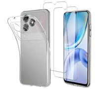 JDXHFF Clear Funda para ZTE Blade A36 (6.75") con 2X Vidrio Templado | Carcasa con 2 Piezas Protector de Pantalla Película Protectora - Transparente Silicona TPU Suave Caso Case