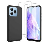 JDXHFF Funda Compatible con Blackview Wave 8 / Blackview Wave 8C (6.56") con 2 Piezas Vidrio Templado Protector de Pantalla Película Protectora - Negro Carcasa Silicona TPU Suave Caso Case Black