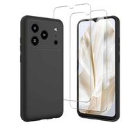 JDXHFF Funda Compatible con Doogee Note 56 / Doogee Note 56 Pro / 56Plus (6.56") con 2 Piezas Vidrio Templado Protector de Pantalla Película Protectora - Negro Carcasa Silicona TPU Suave Caso Case