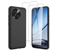 JDXHFF Funda Compatible con Doogee Note 59 / Doogee Note 59 Pro (6.75") con 2 Piezas Vidrio Templado Protector de Pantalla Película Protectora - Negro Carcasa Silicona TPU Suave Caso Case Black