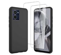 JDXHFF Funda Compatible con HMD Pulse Pro/HMD Pulse/HMD Pulse Plus (6.56") con 2 Piezas Vidrio Templado Protector de Pantalla Película Protectora - Negro Carcasa Silicona TPU Suave Caso Case