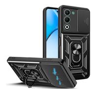 JDXHFF Funda Compatible con OPPO A5 4G / OPPO A5 5G (6.67") PC Dura y Suave TPU Carcasa Silicone con Giratorio de 360° Soporte Cubierta Case Negro