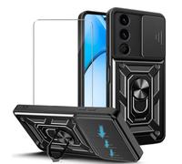 JDXHFF Funda Compatible con OPPO A80 5G (6.67") con 1 x Vidrio Templado Protector de Pantalla - PC Dura y Suave TPU Carcasa Silicone con Giratorio de 360° Soporte Cubierta Case Negro