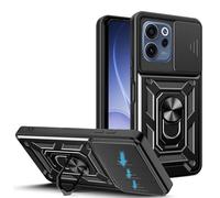 JDXHFF Funda Compatible con OPPO Reno15 F 5G /Reno 15F 5G / Reno 15 FS 5G (6.57") PC Dura y Suave TPU Carcasa Silicone con Giratorio de 360° Soporte Cubierta Case Negro